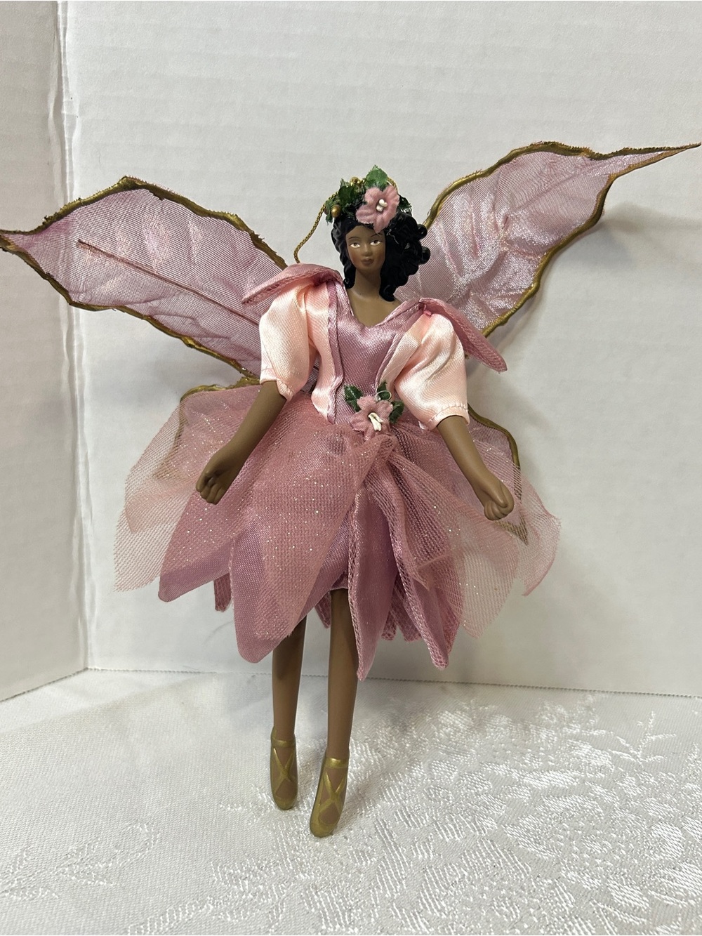 Vintage Avon Pink and Gold Fairy Figurine Home Accent